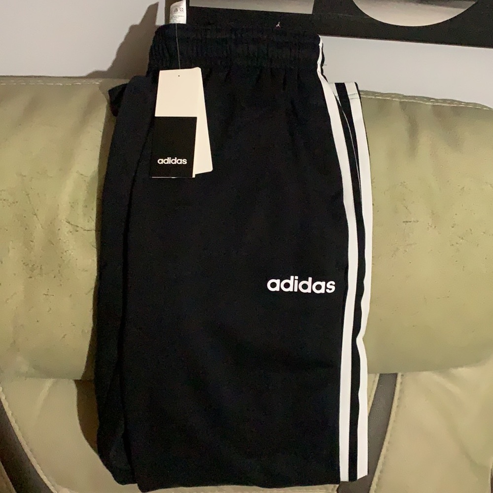 Adidas sweatpants NWT size small black white striped
